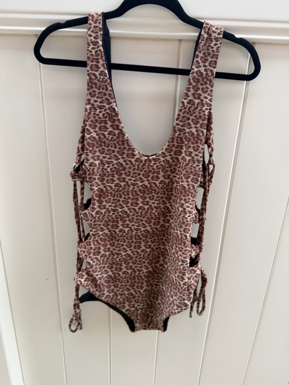 Reversible Leopard Print Side-Tie One-Piece Bikini